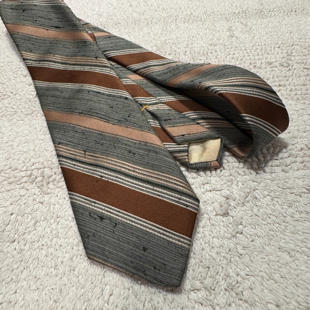 Don Loper Beverly Hills Tie Gray Brown Diagonal Stripe Textured Money Rockabilly